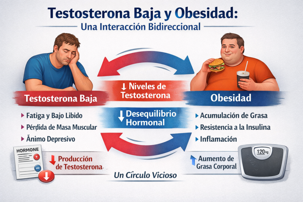 Testosterona baja y obesidad, una interacción bidireccional.